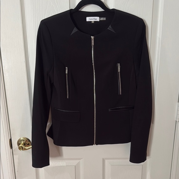 Calvin Klein Black Blazer with Tailored Fit size 6 zipper detail - Picture 1 of 5
